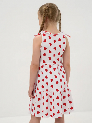 Детский сарафан "Романс" / Белый, сердечки