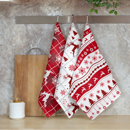 Вафельное полотенце "Самойловский Текстиль" Рождественские олени / вид 2