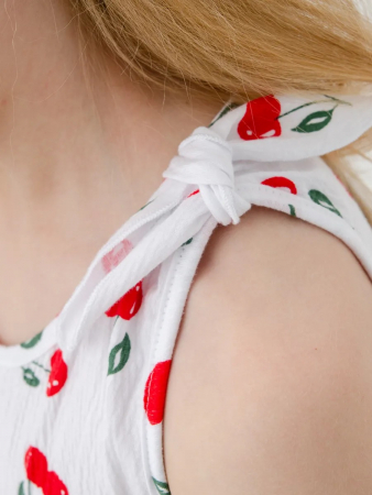 Детский сарафан "Романс" / Белый, вишня