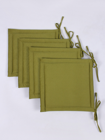 Комплект квадратных подушек на стул с завязками (4 шт.) арт. PKK / Оливковый