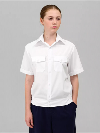 Детская рубашка кадетская (короткий рукав) / Белый