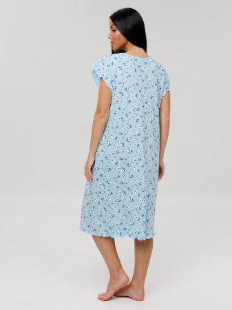 Женская сорочка Сор-71(К) / Ярко-голубой (цветы)