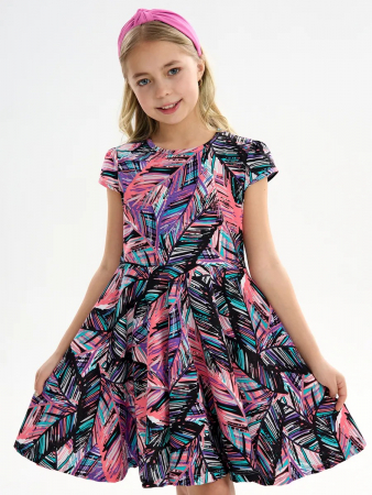 Детское платье "Птичка" / Тропики розовые