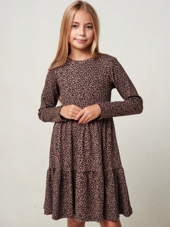 Детское платье "Барби" длинный рукав / Коричневый