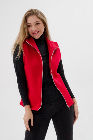 Жилет женский из футера / Красный макси