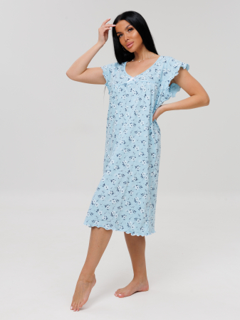 Женская сорочка Сор-71(К) / Ярко-голубой (цветы)