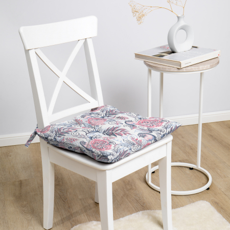 Подушка для стула "Verossa" с тафтингом 40/40 Птички серые