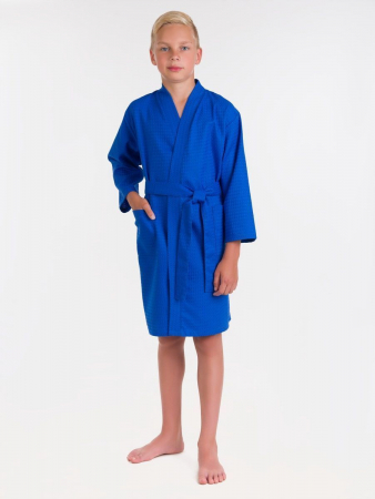 Детский вафельный халат / васильковый