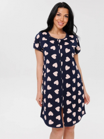 Женский халат Х-154(К) / Темно-синий (сердечки)