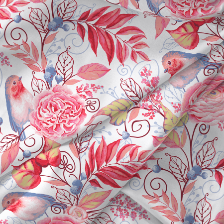 Подушка для стула "Verossa" 40/40 / Птички розовые