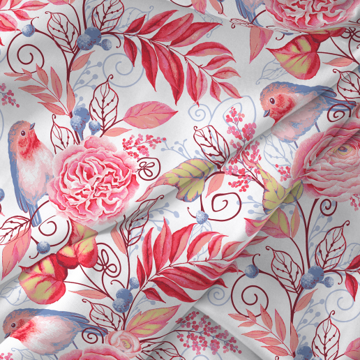 Подушка для стула "Verossa" 40/40 / Птички розовые