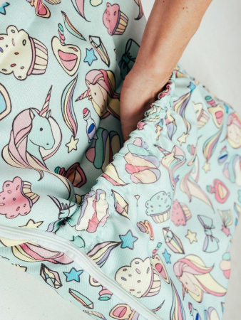 Детский конверт меховой на выписку / Единороги