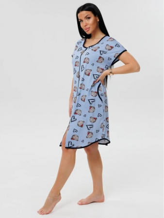Женский халат Х-154(К) / Темно-голубой (сердечки)