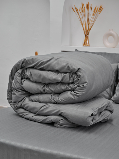 Пододеяльник микрофибра страйп / Светлый серый