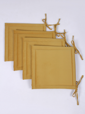 Комплект квадратных подушек на стул с завязками (4 шт.) арт. PKK / Желтый