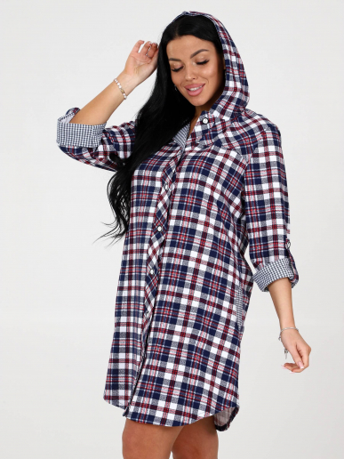 Женская туника с капюшоном ТК-342 / Сине-красная рябь