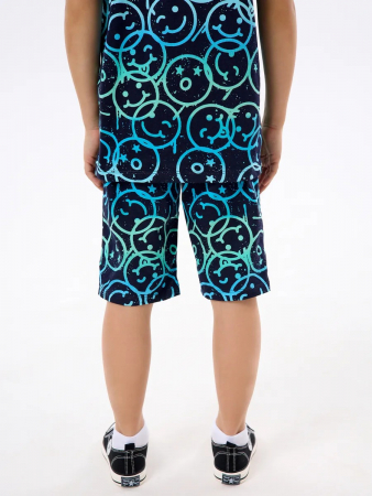 Детская пижама с шортами "Сорванец" / Смайлики на синем