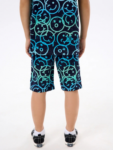 Детская пижама с шортами "Сорванец" / Смайлики на синем