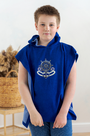Халат детский Пончо / Синий якорь