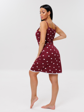 Женская сорочка Сор-96(К) / Бордовый (сердечки)