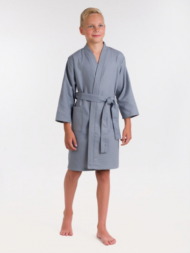 Детский вафельный халат / серый