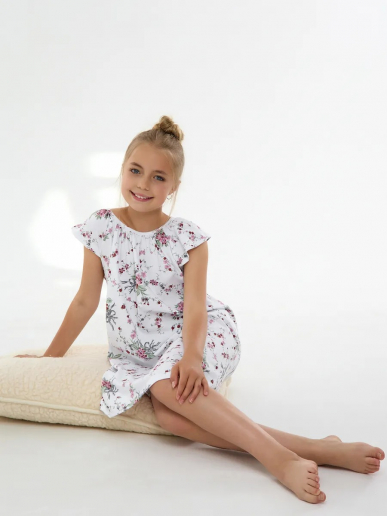 Детская сорочка "Луна" / Цветочки на белом