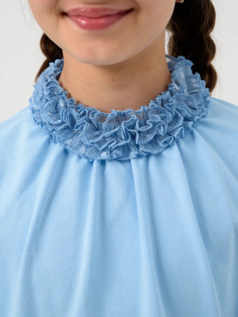 Детская блузка "Кайли" длинный рукав / Голубой