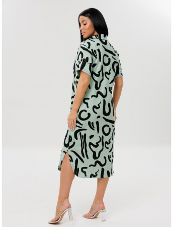 Женский халат Х-105(К) / Фисташковый (черный узор)