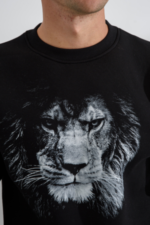 Мужской свитшот 8559 / черный+лев