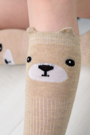 Детские гольфы Мишка и лиса (набор 2 пары) / бежевый, персик