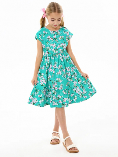Детское платье "Ласточка" / Цветущий сад на ментоле