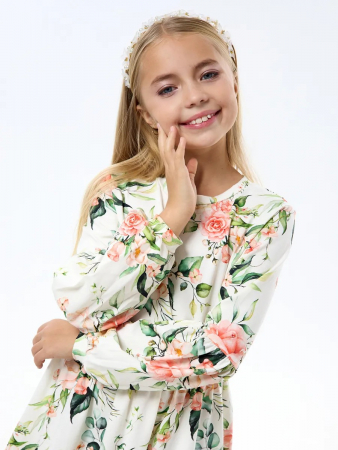 Детское платье "Фея" / Розы на молоке