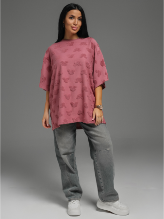 Женская футболка Ирбис / Махра, сухая роза микки