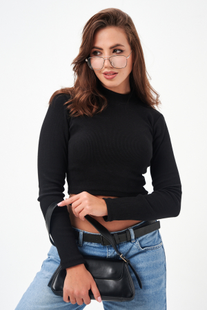 Женская водолазка 52719 укороченная / черный