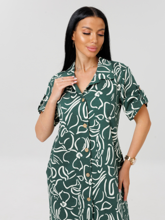 Женский халат Х-105(К) / Зеленый (узоры)