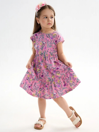Детское платье "Ласточка" / Ирисы на розовом