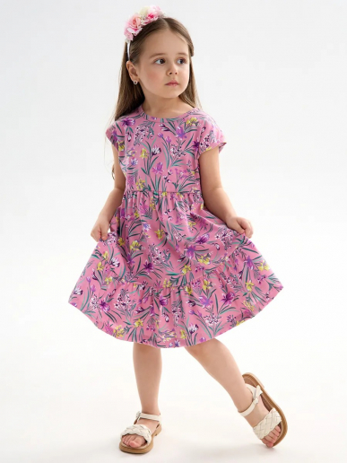 Детское платье "Ласточка" / Ирисы на розовом