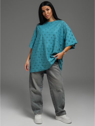 Женская футболка Ирбис / Махра, петроль сердечки