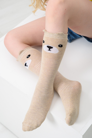 Детские гольфы Мишка и лиса (набор 2 пары) / бежевый, персик