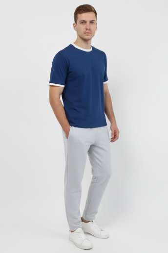 Мужская футболка 14481 / темно-синий+белый