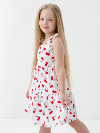 Детский сарафан "Романс" / Белый, вишня