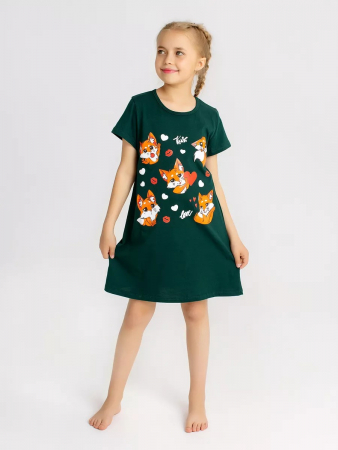 Детская сорочка "Мультяшки" / Изумрудный арт. дк230и