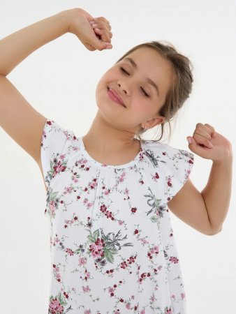 Детская сорочка "Луна" / Цветочки на белом