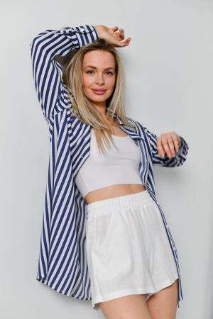 Женская блузка (рубашка) Тропический рай-2 / Синяя