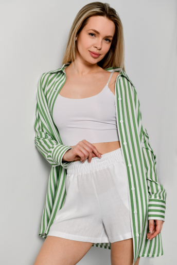 Женская блузка (рубашка) Тропический рай-2 / Зеленая