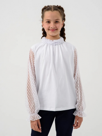 Детская блузка "Кайли" длинный рукав / Белый