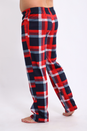 Брюки (макси) домашние мужские из кулирки / Красная клетка