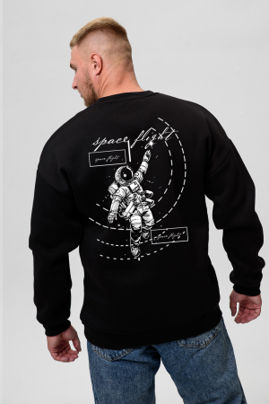Мужской свитшот 8559 / черный+космонавт