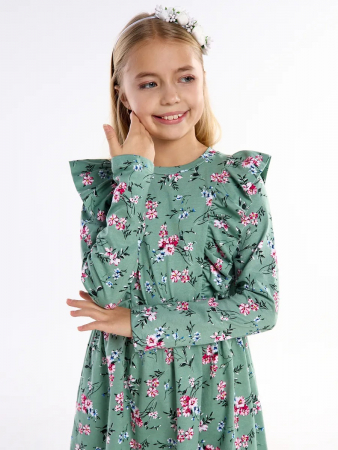 Детское платье "Красотка" / Веточки на зеленом