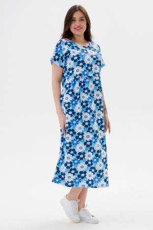 Платье женское из кулирки Миранда / Голубая ромашка